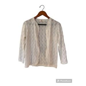 Vintage  Lace Cardigan Sweater Deluxe Made In Japan Size M Lined
